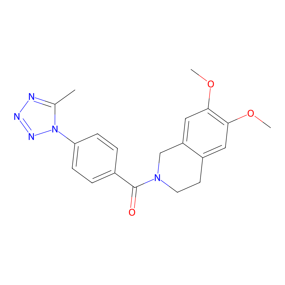 (6,7-dimethoxy-3,4-dihydroisoquinolin-2(1H)-yl)[4-(5-methyl-1H-tetrazol-1-yl)phenyl]methanone molecular structure, CAS 1324095-53-5