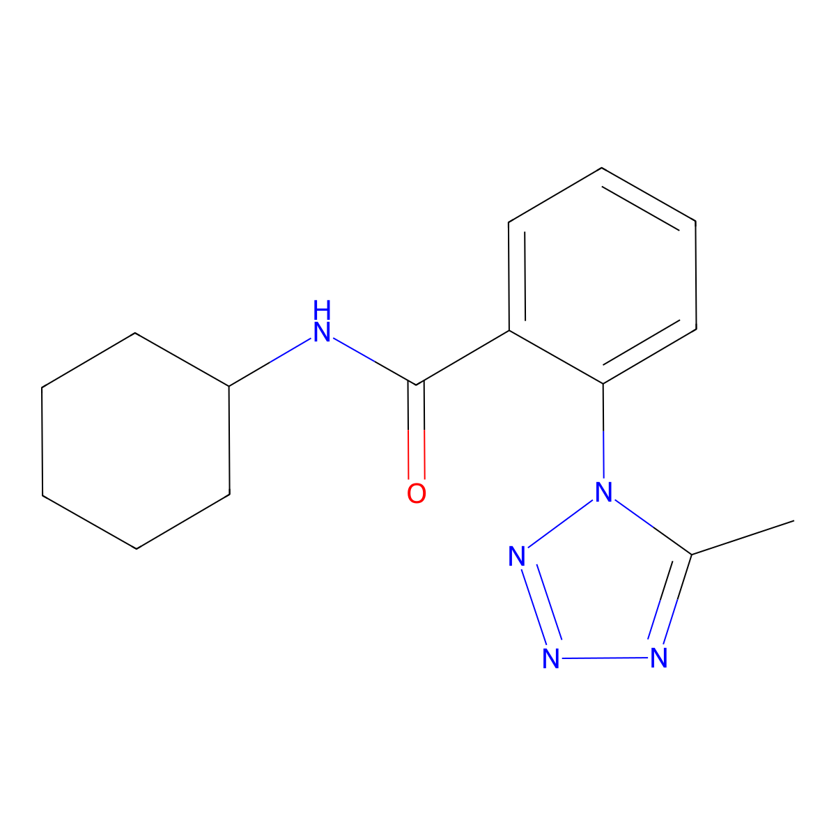 N-cyclohexyl-2-(5-methyl-1H-tetrazol-1-yl)benzamide molecular structure, CAS 1324095-85-3