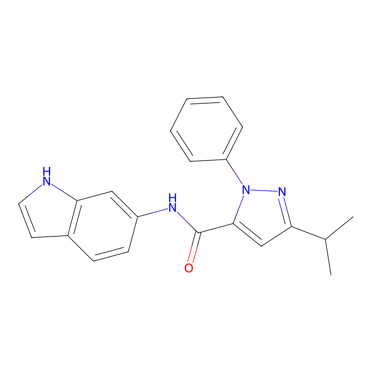 N-(1H-indol-6-yl)-1-phenyl-3-(propan-2-yl)-1H-pyrazole-5-carboxamide molecular structure, CAS 1324095-93-3