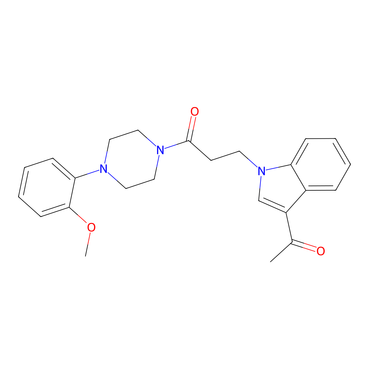 3-(3-acetyl-1H-indol-1-yl)-1-[4-(2-methoxyphenyl)piperazin-1-yl]propan-1-one molecular structure, CAS 1324096-02-7