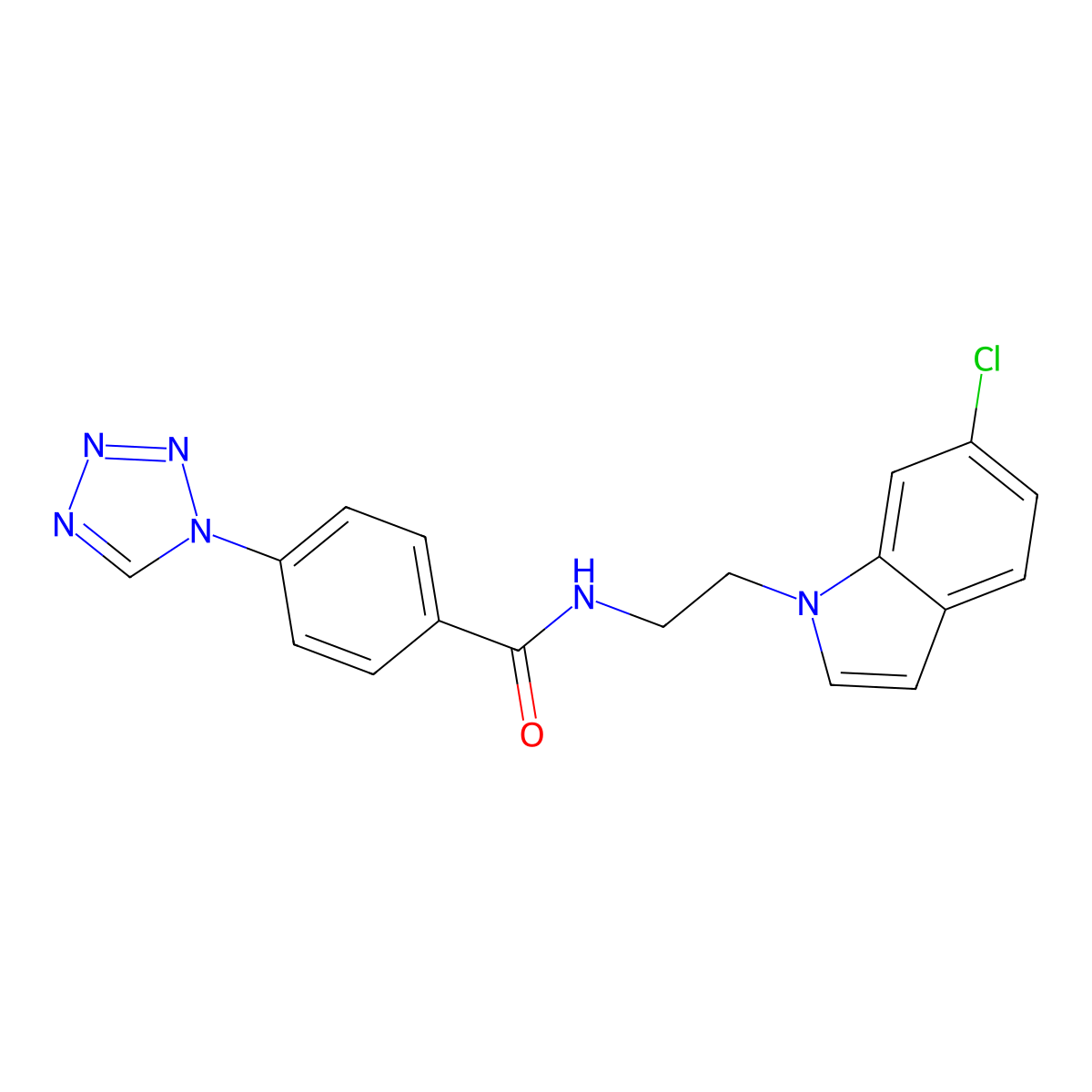 N-[2-(6-chloro-1H-indol-1-yl)ethyl]-4-(1H-tetrazol-1-yl)benzamide molecular structure, CAS 1324096-12-9
