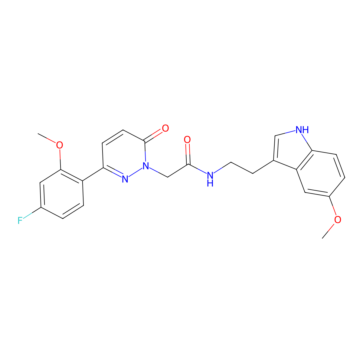 2-[3-(4-fluoro-2-methoxyphenyl)-6-oxopyridazin-1(6H)-yl]-N-[2-(5-methoxy-1H-indol-3-yl)ethyl]acetamide molecular structure, CAS 1324096-14-1