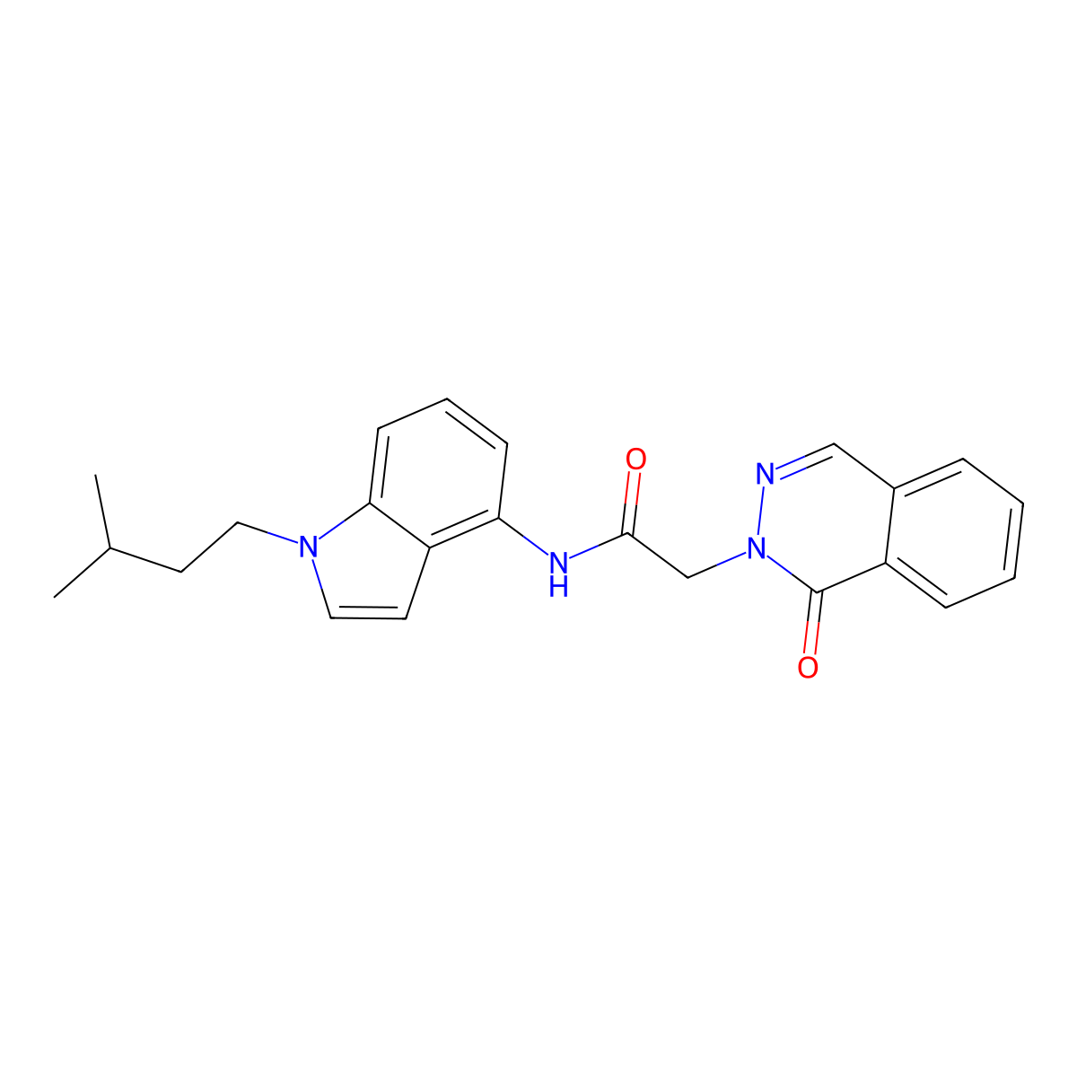 N-[1-(3-methylbutyl)-1H-indol-4-yl]-2-(1-oxophthalazin-2(1H)-yl)acetamide molecular structure, CAS 1324096-18-5