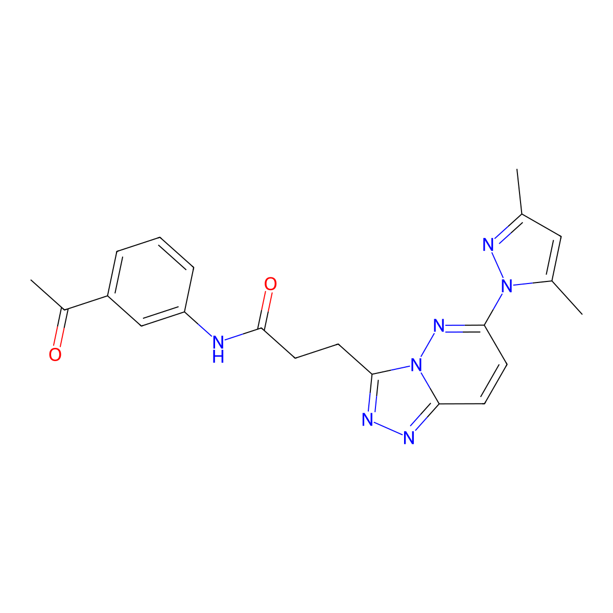 N-(3-acetylphenyl)-3-[6-(3,5-dimethyl-1H-pyrazol-1-yl)[1,2,4]triazolo[4,3-b]pyridazin-3-yl]propanamide molecular structure, CAS 1324096-19-6