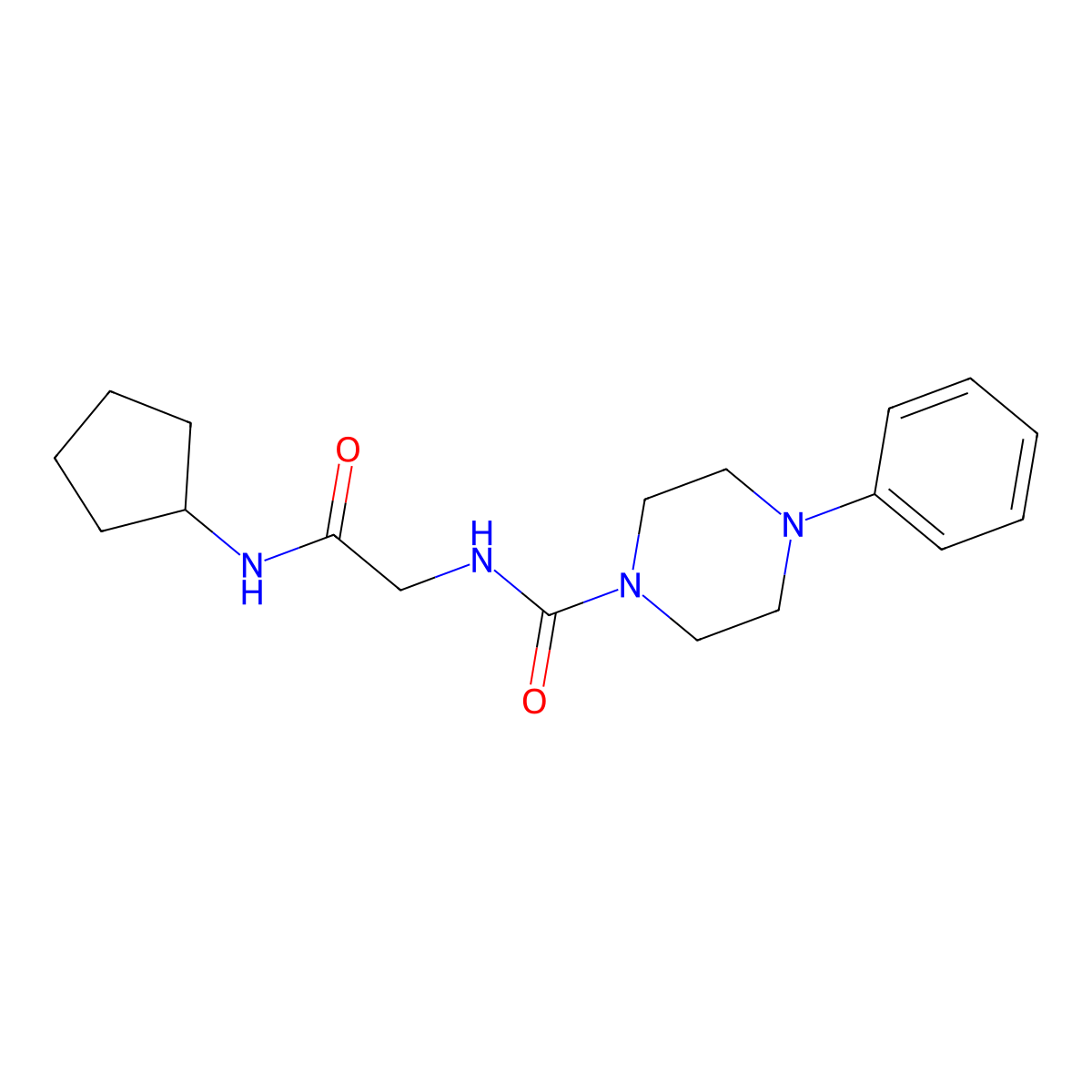 N-[2-(cyclopentylamino)-2-oxoethyl]-4-phenylpiperazine-1-carboxamide molecular structure, CAS 1324096-41-4