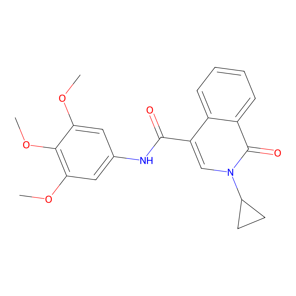 2-cyclopropyl-1-oxo-N-(3,4,5-trimethoxyphenyl)-1,2-dihydroisoquinoline-4-carboxamide molecular structure, CAS 1324096-51-6