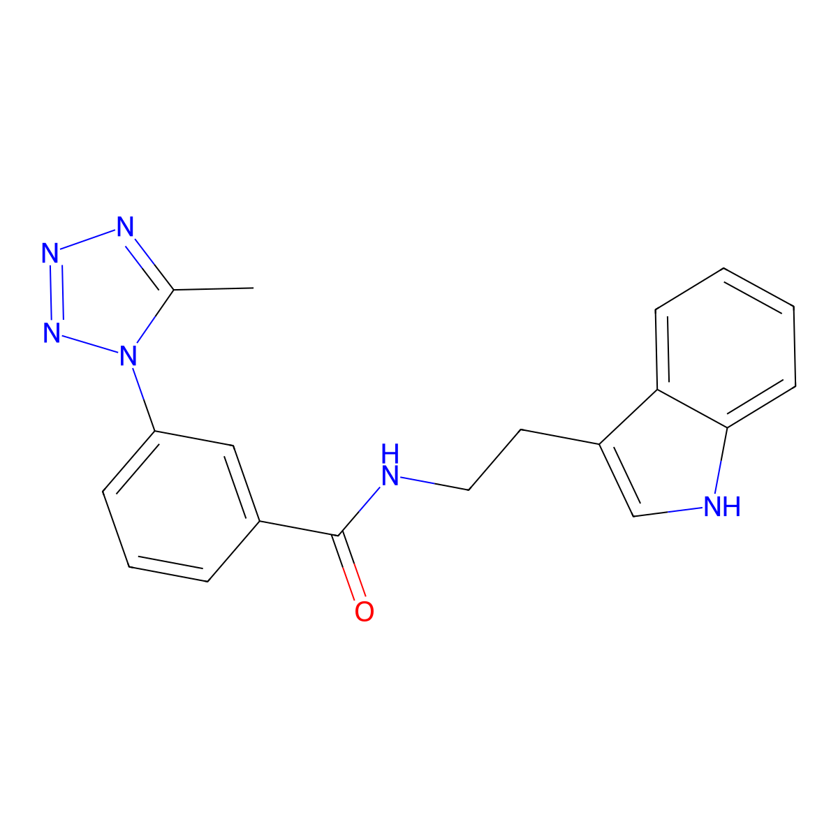 N-[2-(1H-indol-3-yl)ethyl]-3-(5-methyl-1H-tetrazol-1-yl)benzamide molecular structure, CAS 1324096-56-1
