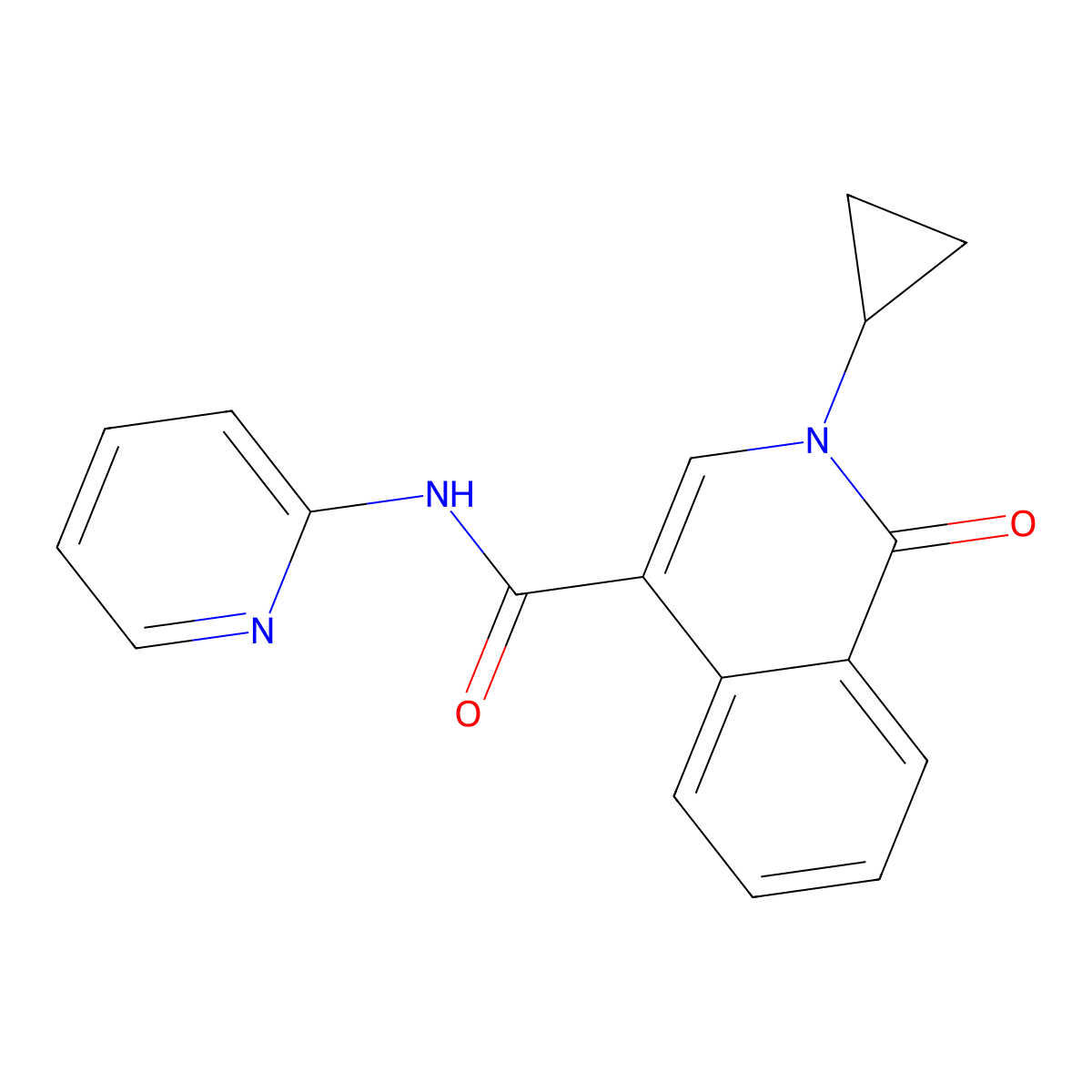 2-cyclopropyl-1-oxo-N-(pyridin-2-yl)-1,2-dihydroisoquinoline-4-carboxamide molecular structure, CAS 1324096-70-9