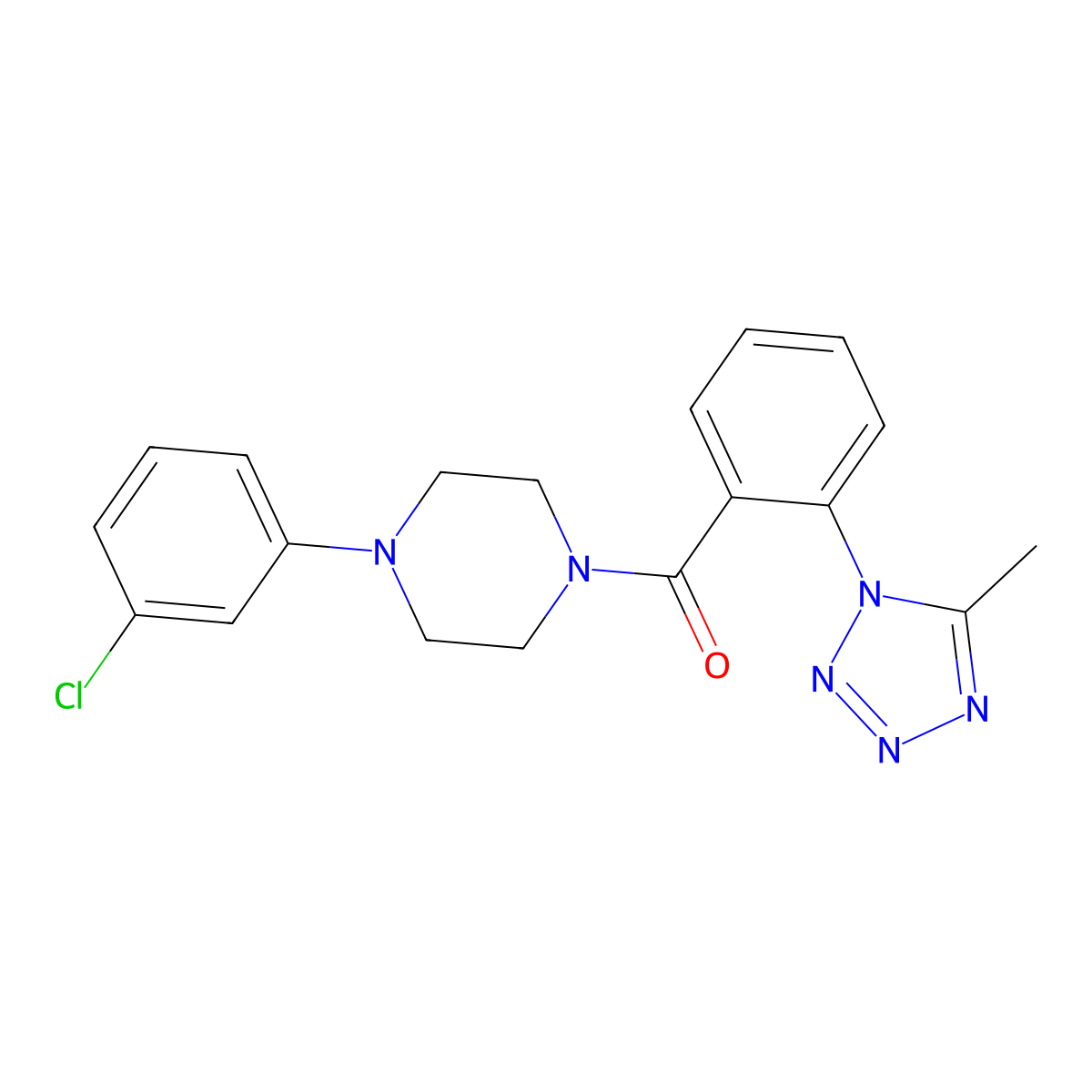 [4-(3-chlorophenyl)piperazin-1-yl][2-(5-methyl-1H-tetrazol-1-yl)phenyl]methanone molecular structure, CAS 1324096-71-0
