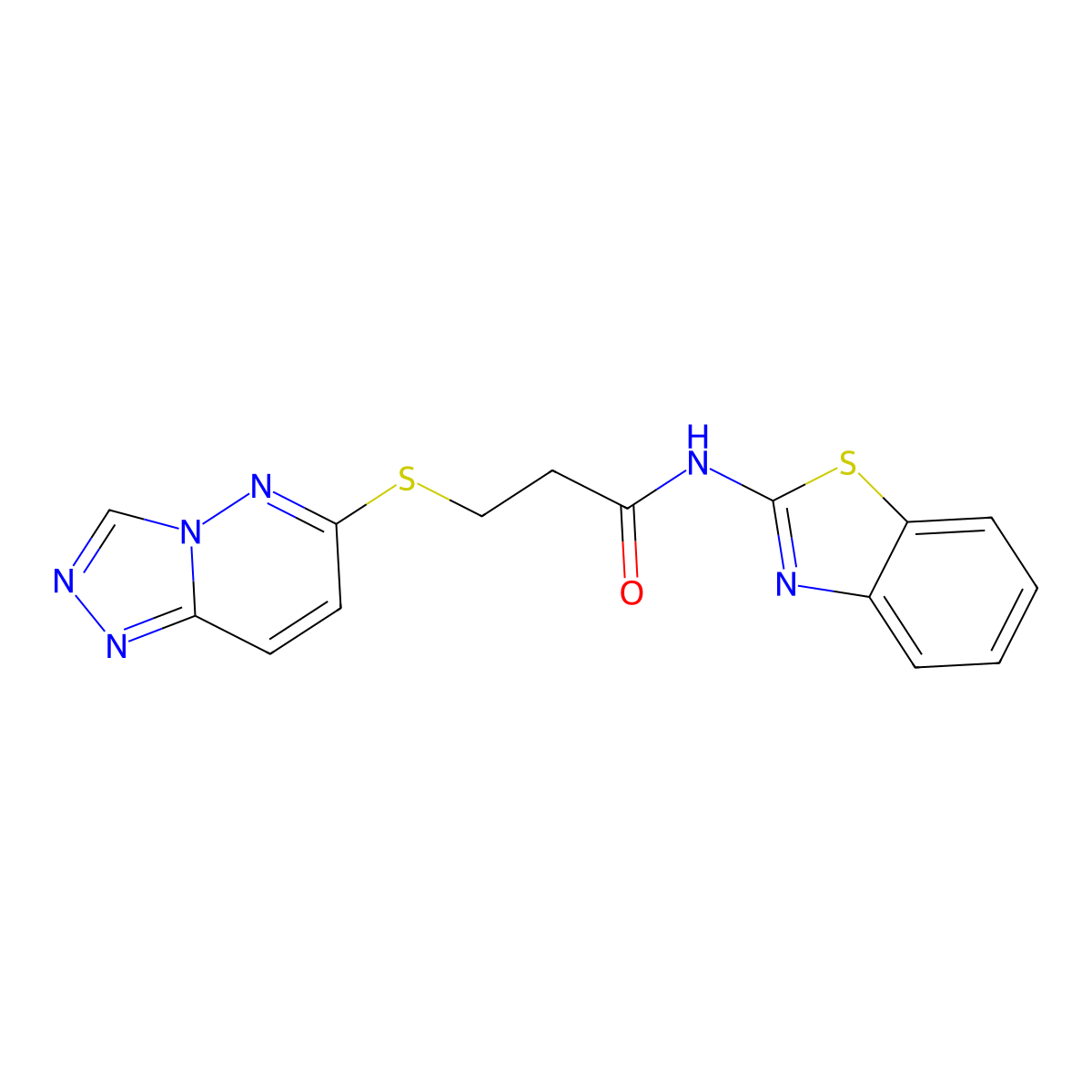 3-([1,2,4]triazolo[4,3-b]pyridazin-6-ylthio)-N-(benzo[d]thiazol-2-yl)propanamide molecular structure, CAS 1324096-94-7