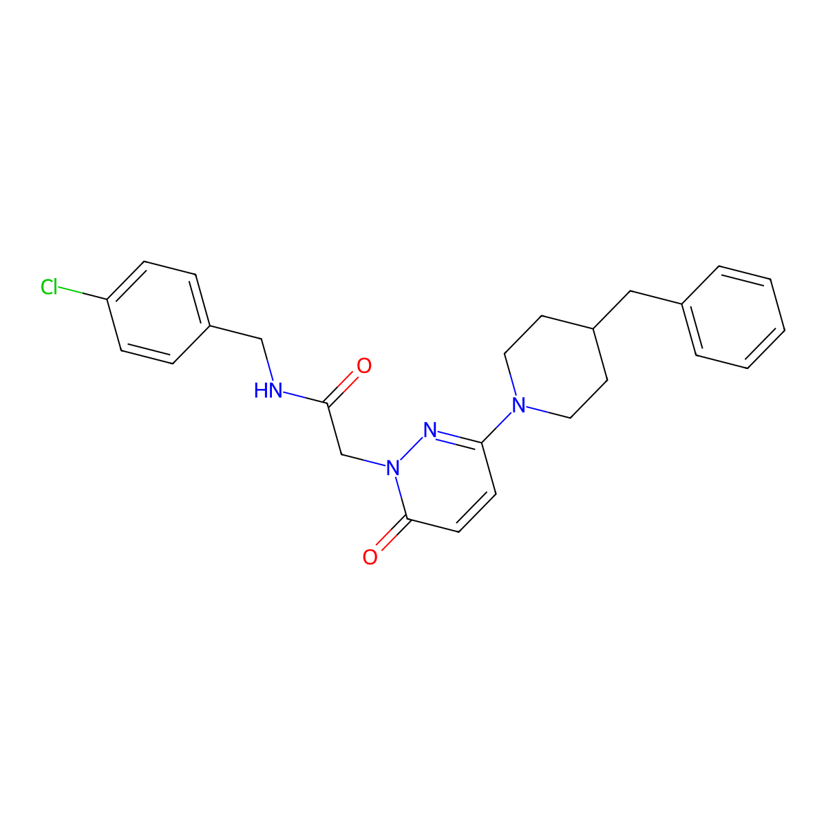 2-(3-(4-benzylpiperidin-1-yl)-6-oxopyridazin-1(6H)-yl)-N-(4-chlorobenzyl)acetamide molecular structure, CAS 1324096-96-9