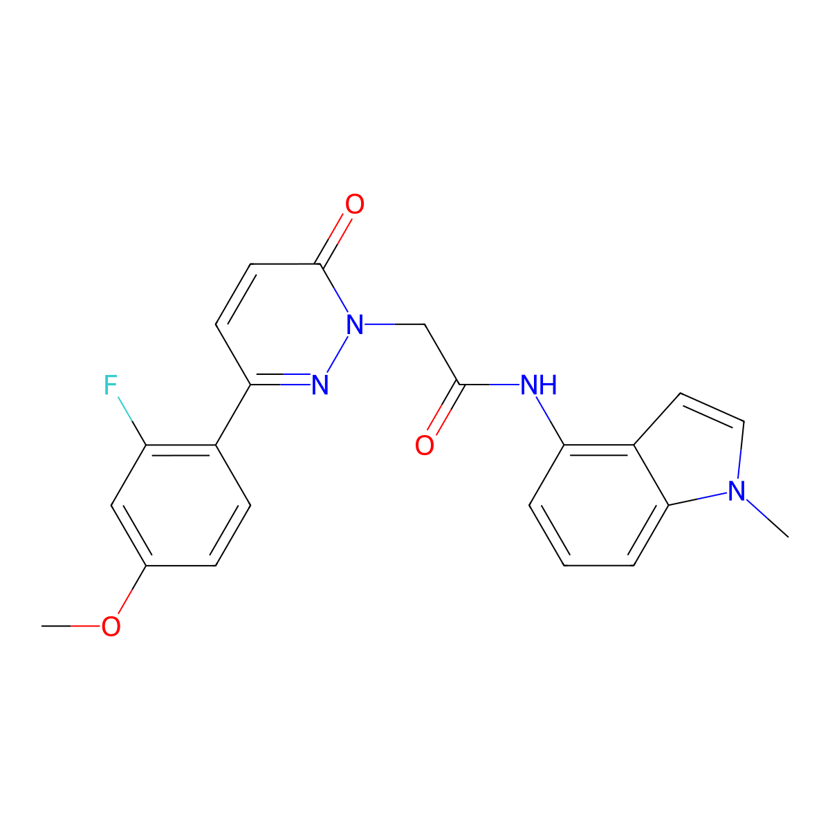 2-[3-(2-fluoro-4-methoxyphenyl)-6-oxopyridazin-1(6H)-yl]-N-(1-methyl-1H-indol-4-yl)acetamide molecular structure, CAS 1324097-01-9