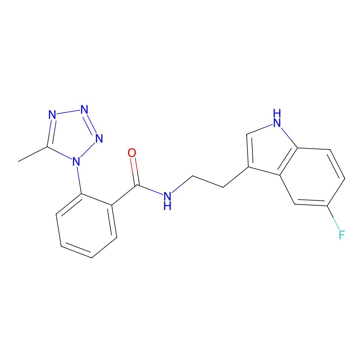 N-[2-(5-fluoro-1H-indol-3-yl)ethyl]-2-(5-methyl-1H-tetrazol-1-yl)benzamide molecular structure, CAS 1324097-07-5