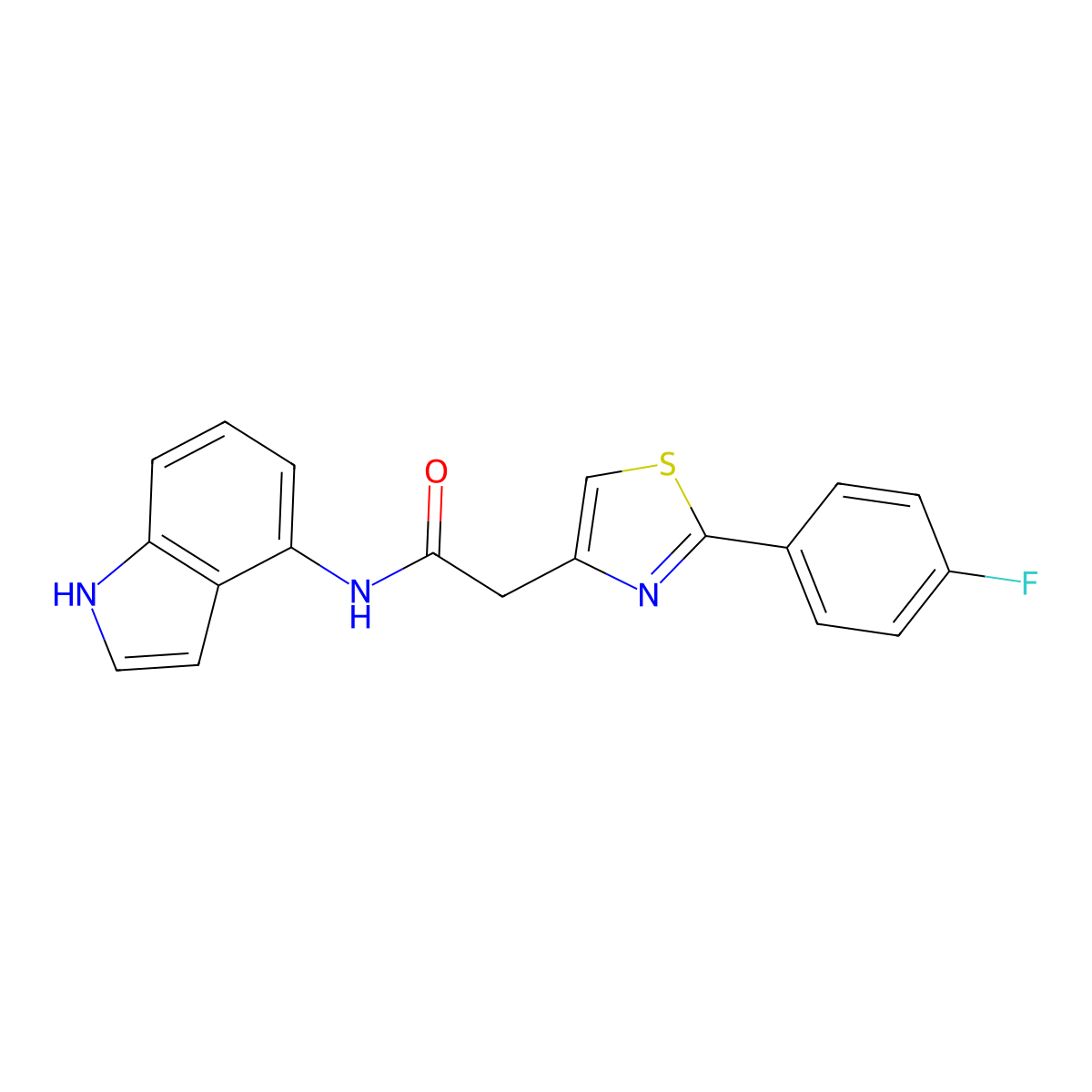 2-[2-(4-fluorophenyl)-1,3-thiazol-4-yl]-N-(1H-indol-4-yl)acetamide molecular structure, CAS 1324097-22-4