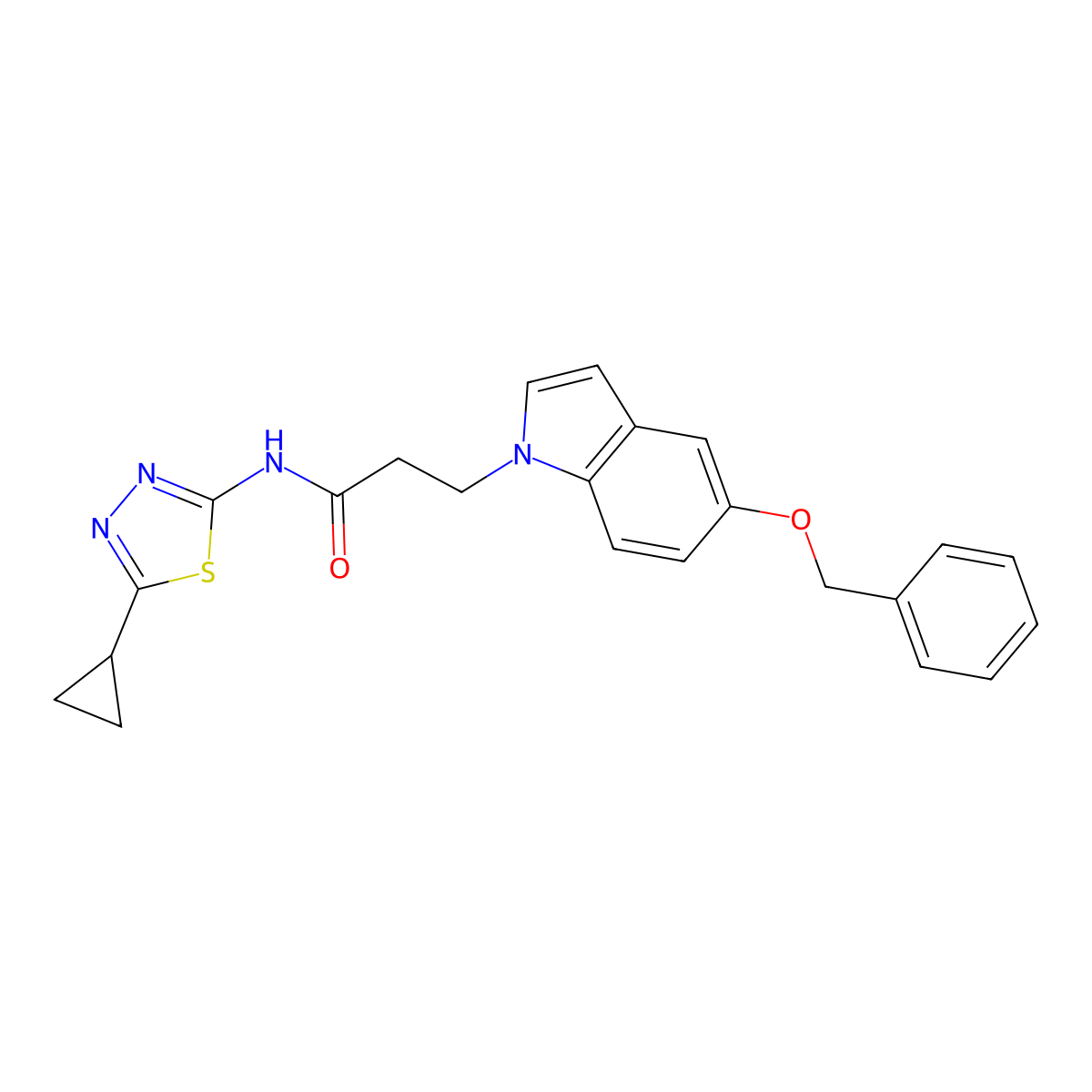 3-(5-(benzyloxy)-1H-indol-1-yl)-N-(5-cyclopropyl-1,3,4-thiadiazol-2-yl)propanamide molecular structure, CAS 1324097-72-4