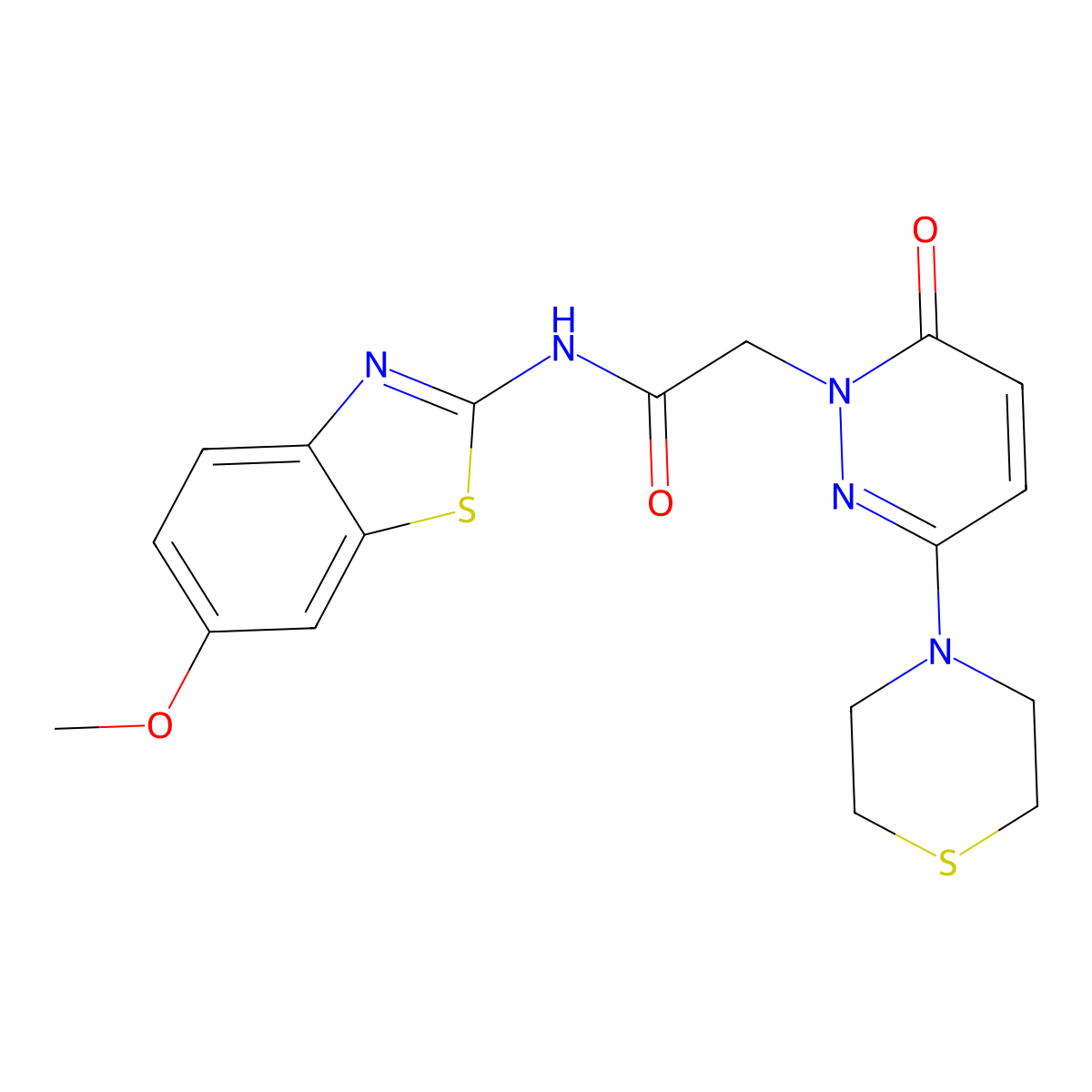 N-(6-methoxy-1,3-benzothiazol-2-yl)-2-[6-oxo-3-(thiomorpholin-4-yl)pyridazin-1(6H)-yl]acetamide molecular structure, CAS 1324097-81-5
