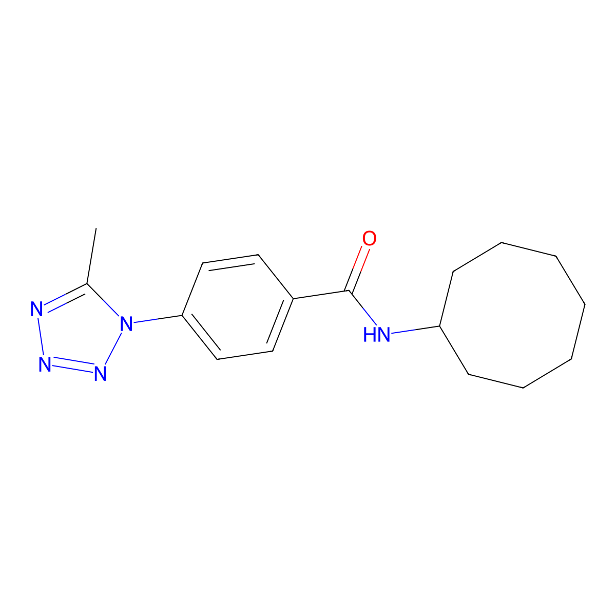 N-cyclooctyl-4-(5-methyl-1H-tetrazol-1-yl)benzamide molecular structure, CAS 1324098-01-2
