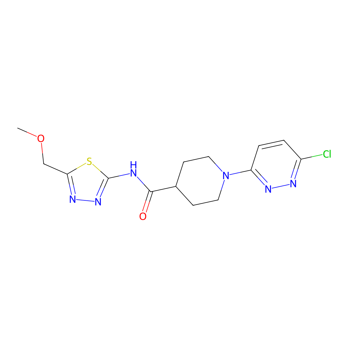 1-(6-chloropyridazin-3-yl)-N-(5-(methoxymethyl)-1,3,4-thiadiazol-2-yl)piperidine-4-carboxamide molecular structure, CAS 1324098-05-6