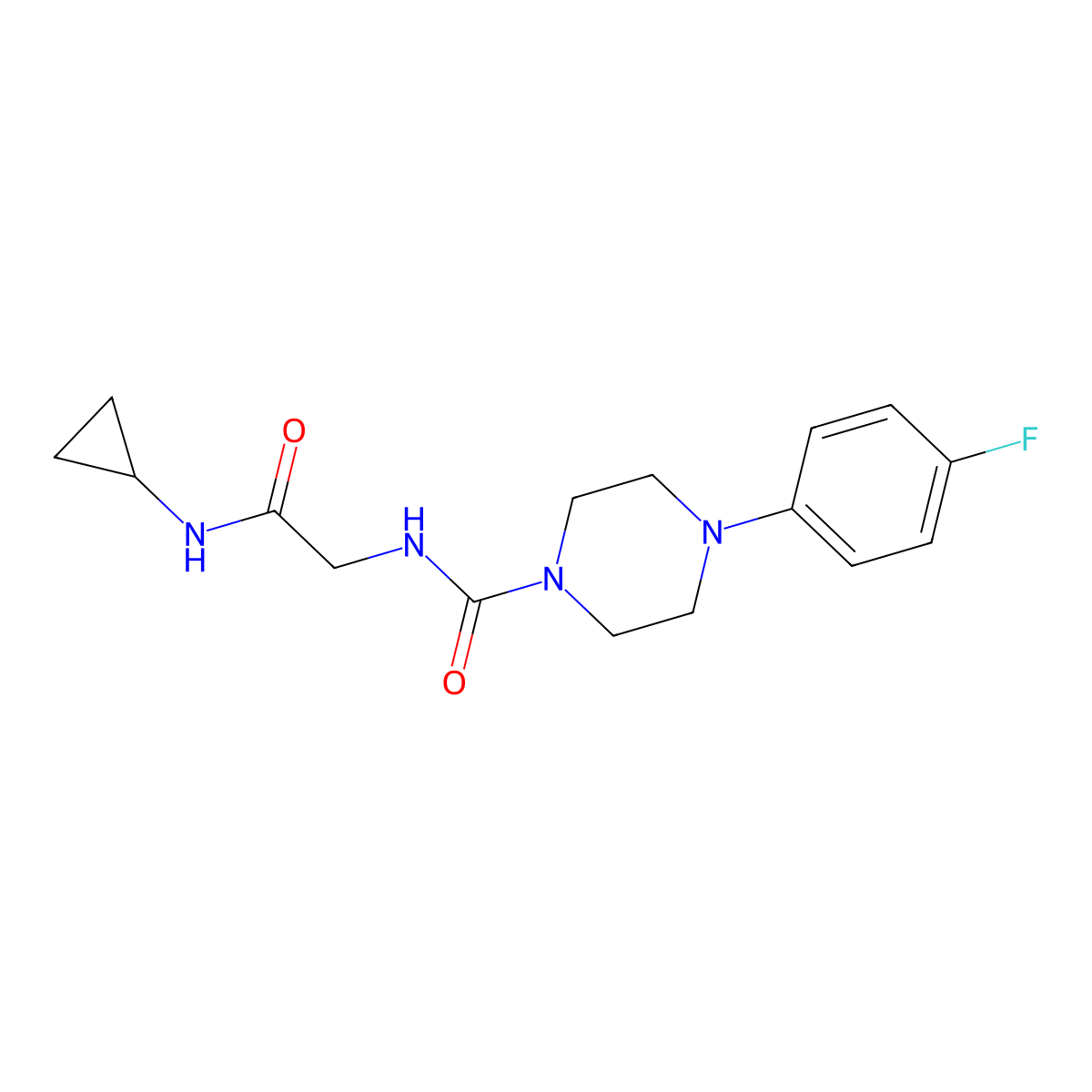 N-[2-(cyclopropylamino)-2-oxoethyl]-4-(4-fluorophenyl)piperazine-1-carboxamide molecular structure, CAS 1324098-07-8