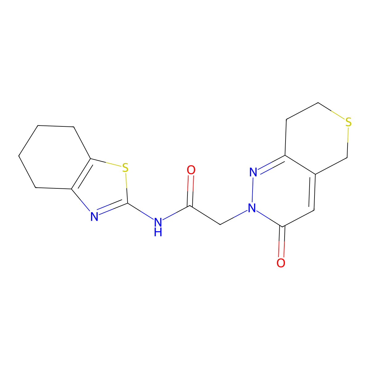 2-(3-oxo-3,5,7,8-tetrahydro-2H-thiopyrano[4,3-c]pyridazin-2-yl)-N-(4,5,6,7-tetrahydrobenzo[d]thiazol-2-yl)acetamide molecular structure, CAS 1324098-15-8