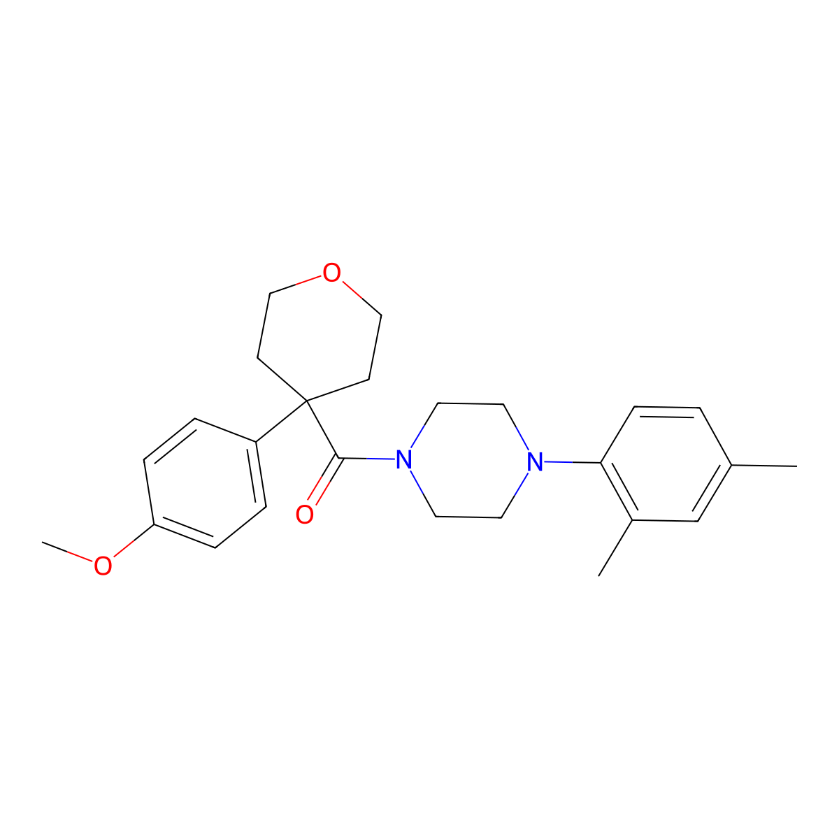 [4-(2,4-dimethylphenyl)piperazino][4-(4-methoxyphenyl)tetrahydro-2H-pyran-4-yl]methanone molecular structure, CAS 1324098-43-2