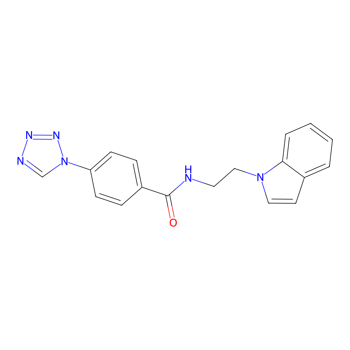 N-[2-(1H-indol-1-yl)ethyl]-4-(1H-tetrazol-1-yl)benzamide molecular structure, CAS 1324098-45-4