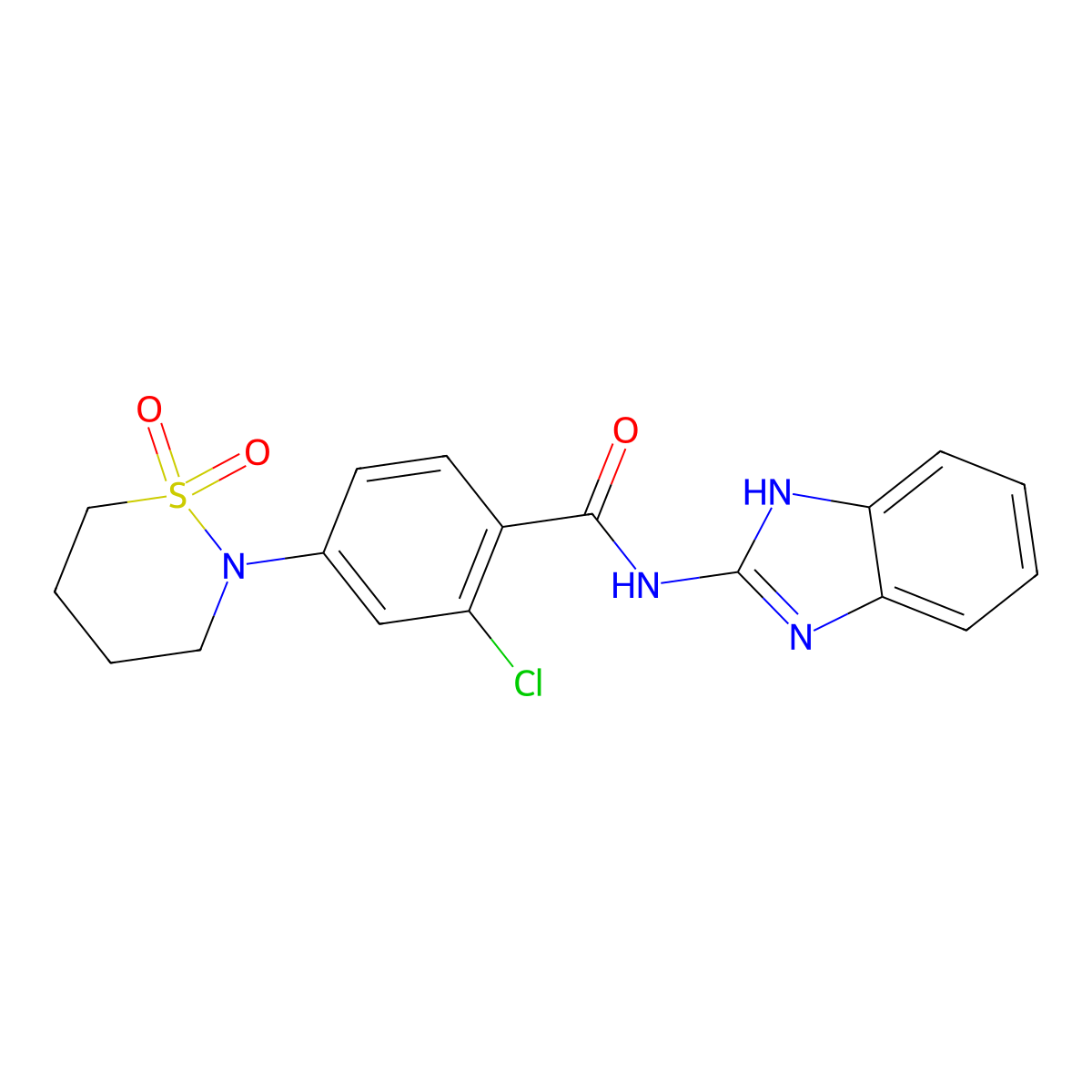 N-(1H-benzimidazol-2-yl)-2-chloro-4-(1,1-dioxido-1,2-thiazinan-2-yl)benzamide molecular structure, CAS 1324098-51-2