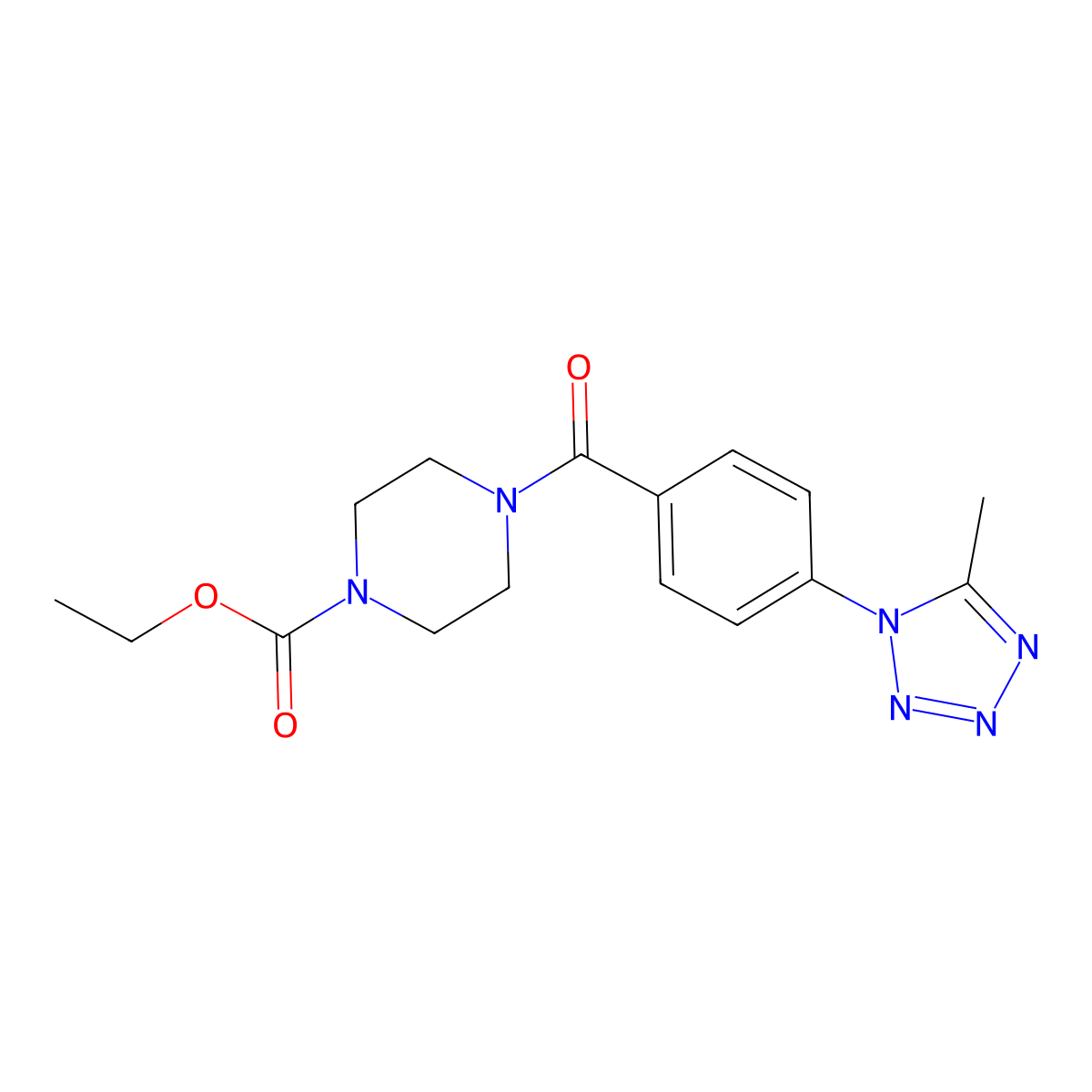 ethyl 4-{[4-(5-methyl-1H-tetrazol-1-yl)phenyl]carbonyl}piperazine-1-carboxylate molecular structure, CAS 1324098-55-6