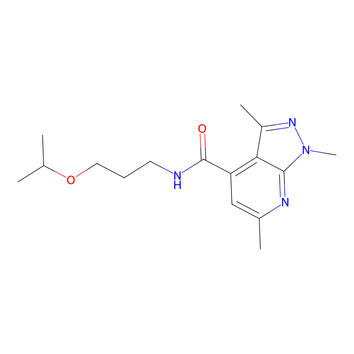 1,3,6-trimethyl-N-[3-(propan-2-yloxy)propyl]-1H-pyrazolo[3,4-b]pyridine-4-carboxamide molecular structure, CAS 1324098-62-5