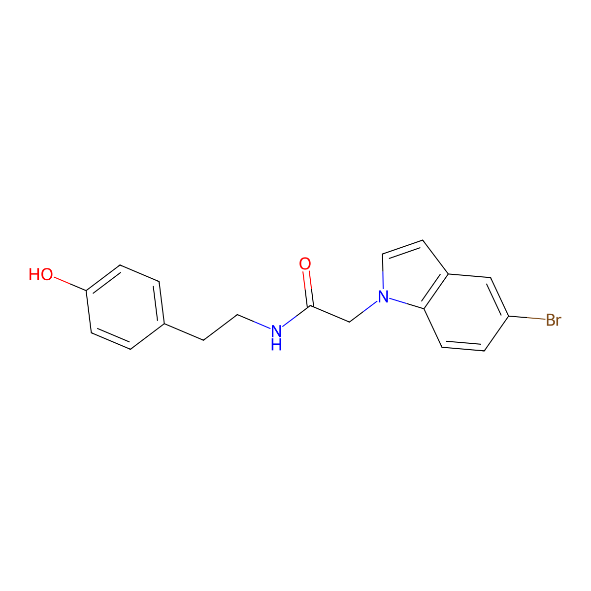 2-(5-bromo-1H-indol-1-yl)-N-[2-(4-hydroxyphenyl)ethyl]acetamide molecular structure, CAS 1324098-65-8