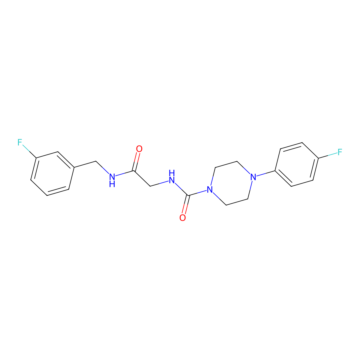 N-{2-[(3-fluorobenzyl)amino]-2-oxoethyl}-4-(4-fluorophenyl)piperazine-1-carboxamide molecular structure, CAS 1324098-76-1