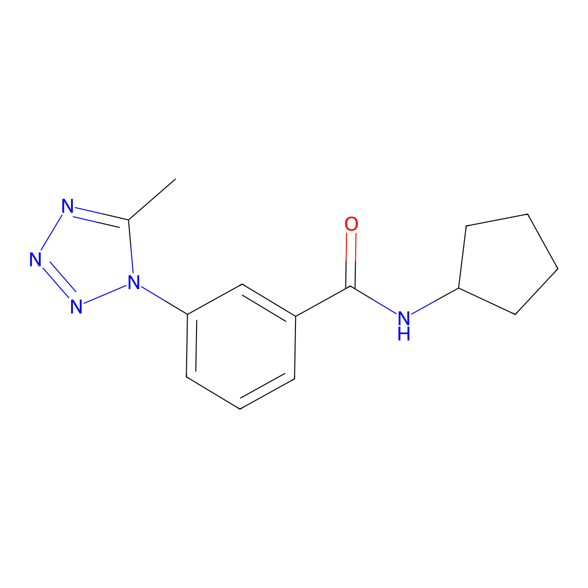 N-cyclopentyl-3-(5-methyl-1H-tetrazol-1-yl)benzamide molecular structure, CAS 1324098-95-4