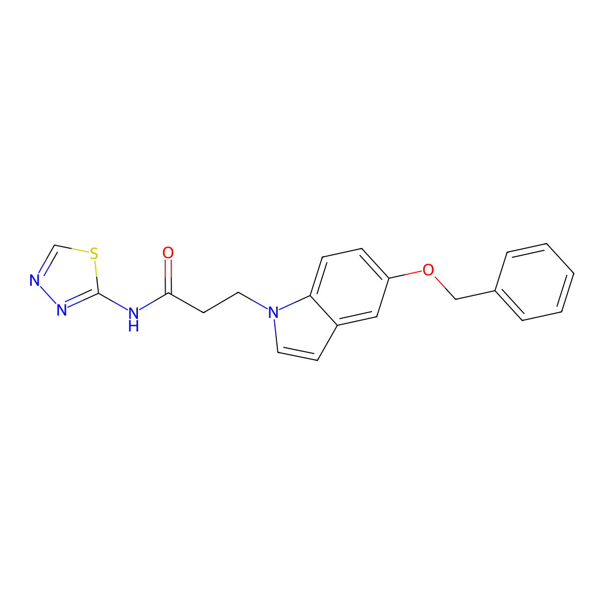 3-(5-(benzyloxy)-1H-indol-1-yl)-N-(1,3,4-thiadiazol-2-yl)propanamide molecular structure, CAS 1324099-02-6