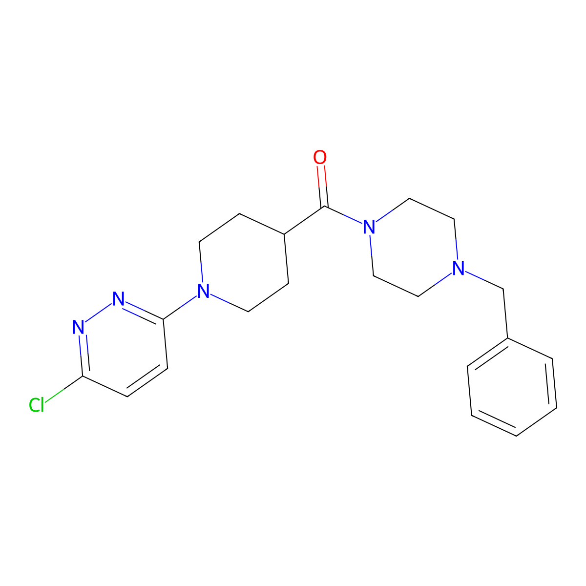 (4-Benzylpiperazin-1-yl)(1-(6-chloropyridazin-3-yl)piperidin-4-yl)methanone molecular structure, CAS 1324099-21-9