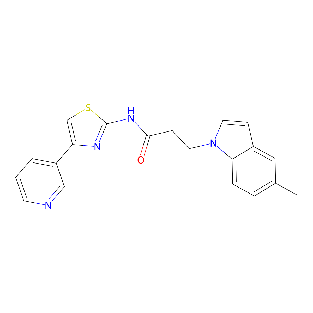 3-(5-methyl-1H-indol-1-yl)-N-(4-(pyridin-3-yl)thiazol-2-yl)propanamide molecular structure, CAS 1324099-22-0