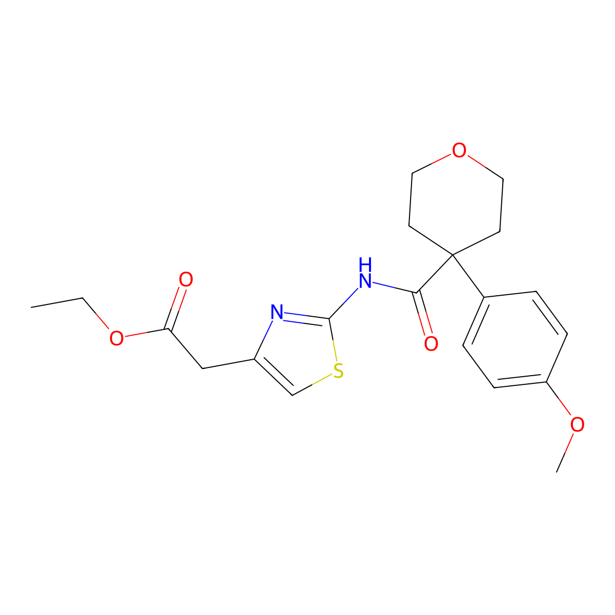 ethyl [2-({[4-(4-methoxyphenyl)tetrahydro-2H-pyran-4-yl]carbonyl}amino)-1,3-thiazol-4-yl]acetate molecular structure, CAS 1324099-28-6