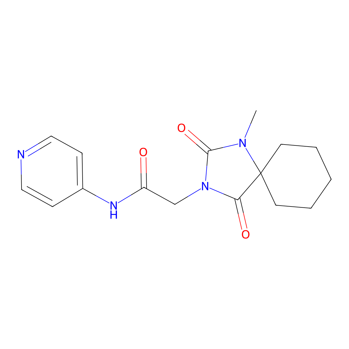 2-(1-methyl-2,4-dioxo-1,3-diazaspiro[4.5]dec-3-yl)-N-(pyridin-4-yl)acetamide molecular structure, CAS 1324099-33-3