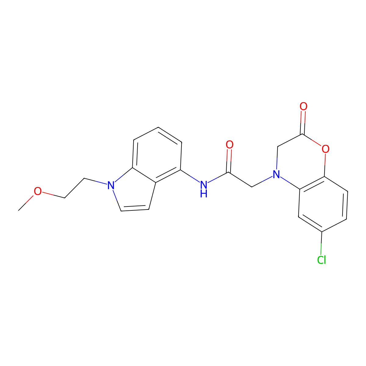 2-(6-chloro-2-oxo-2,3-dihydro-4H-1,4-benzoxazin-4-yl)-N-[1-(2-methoxyethyl)-1H-indol-4-yl]acetamide molecular structure, CAS 1324099-40-2