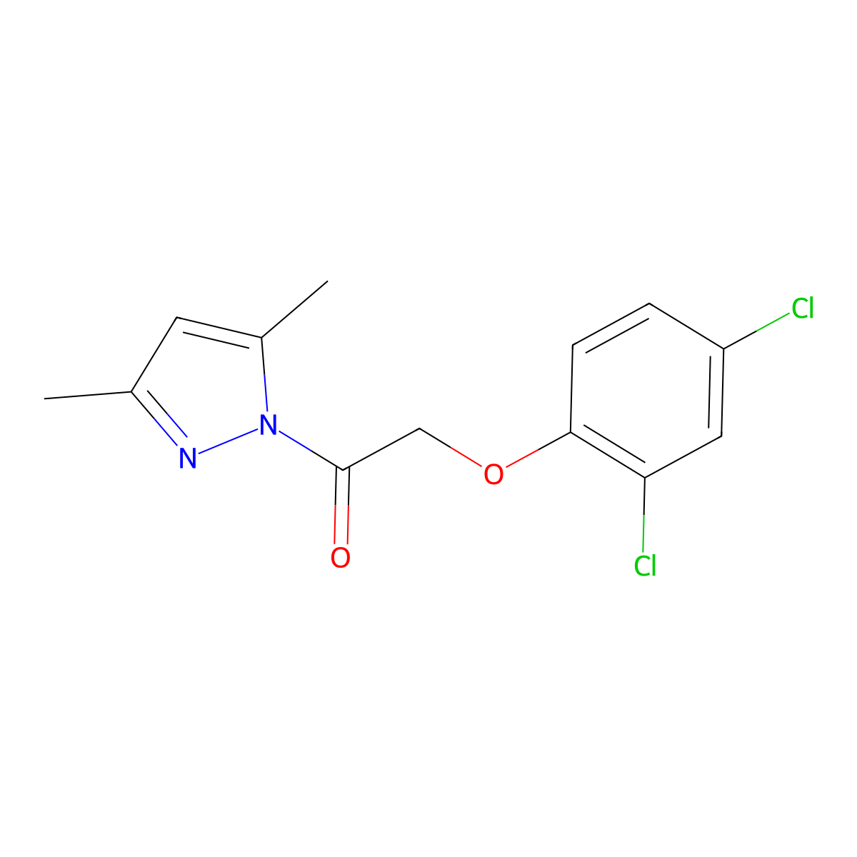 Pyrazole, 1-(2,4-dichlorophenoxyacetyl)-3,5-dimethyl- molecular structure, CAS 13241-78-6