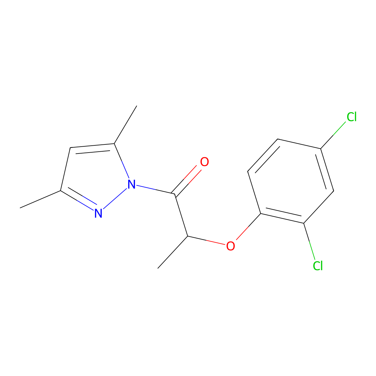 1-[2-(2,4-dichlorophenoxy)propanoyl]-3,5-dimethyl-1H-pyrazole molecular structure, CAS 13241-88-8