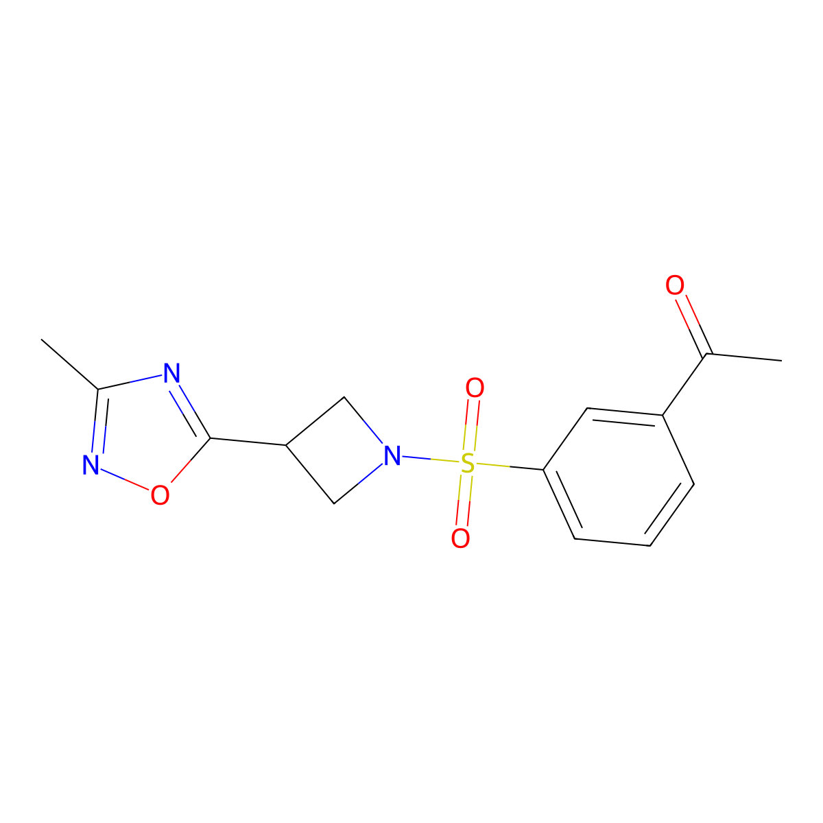 1-(3-((3-(3-Methyl-1,2,4-oxadiazol-5-yl)azetidin-1-yl)sulfonyl)phenyl)ethanone molecular structure, CAS 1324106-95-7