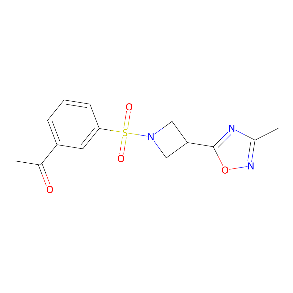 1-(3-((3-(3-Methyl-1,2,4-oxadiazol-5-yl)azetidin-1-yl)sulfonyl)phenyl)ethanone molecular structure, CAS 1324106-95-7