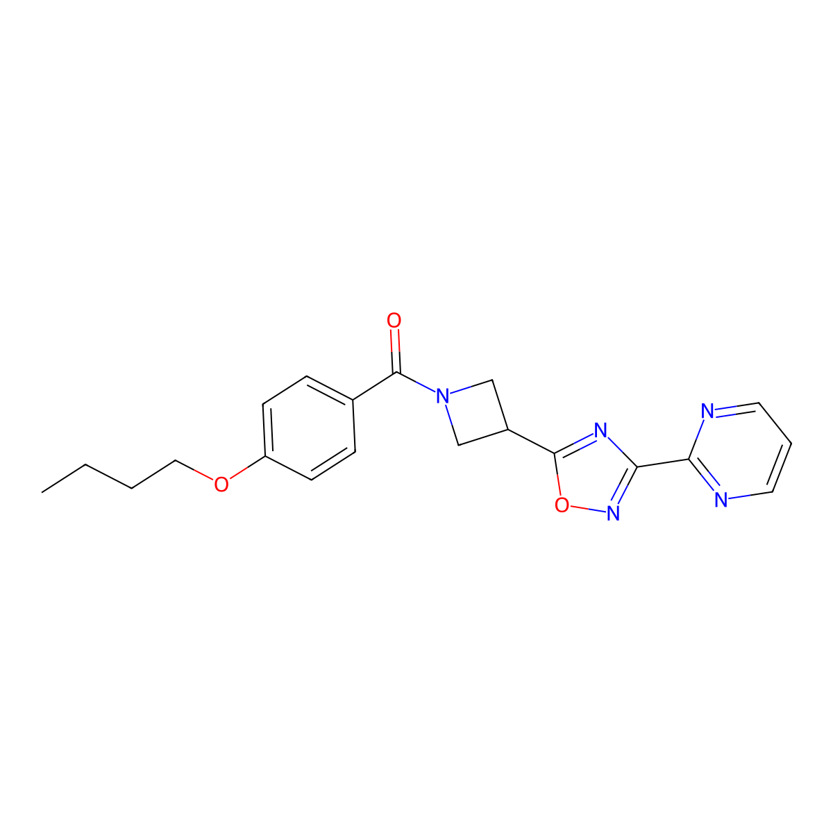 (4-Butoxyphenyl)(3-(3-(pyrimidin-2-yl)-1,2,4-oxadiazol-5-yl)azetidin-1-yl)methanone molecular structure, CAS 1324107-30-3