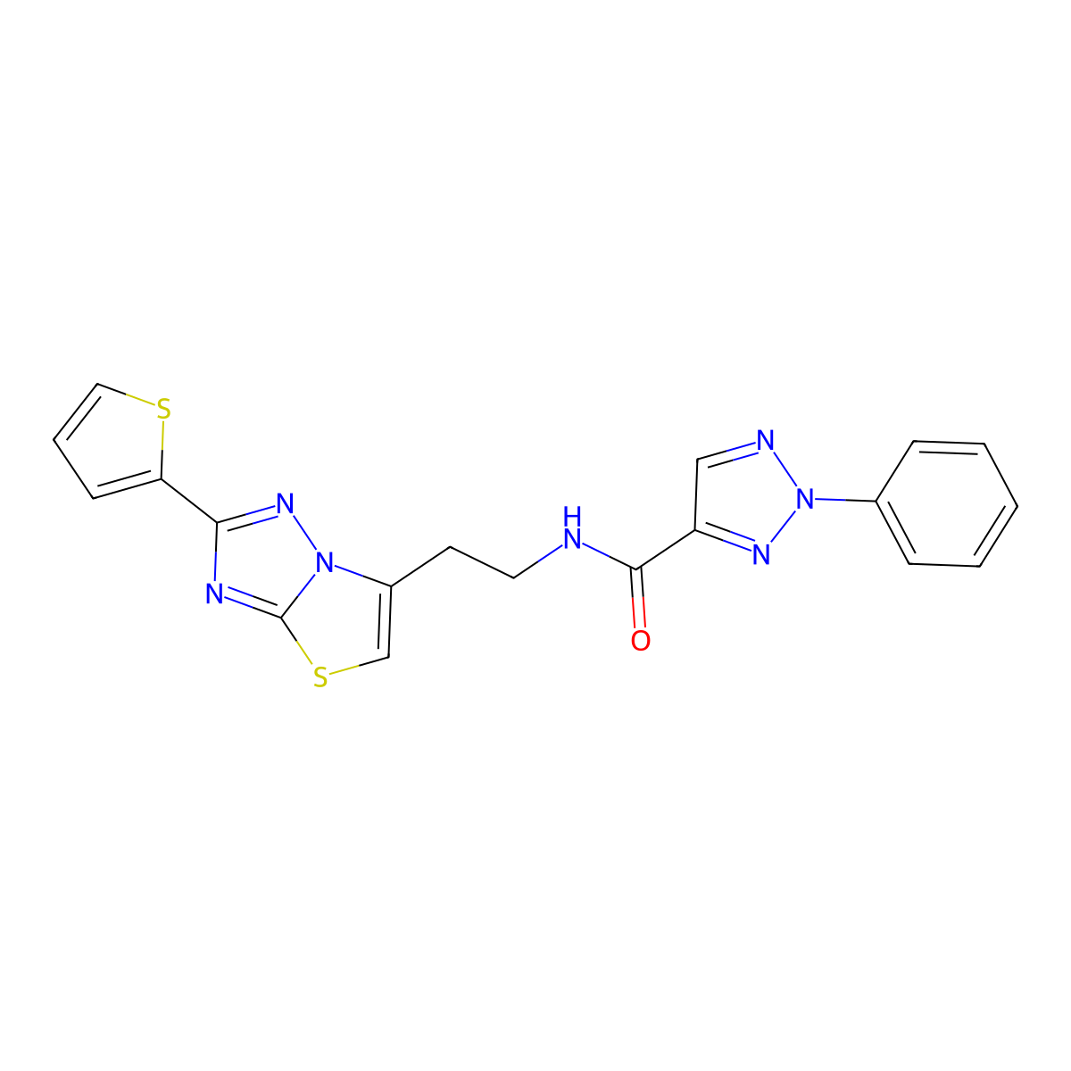 2-phenyl-N-(2-(2-(thiophen-2-yl)thiazolo[3,2-b][1,2,4]triazol-6-yl)ethyl)-2H-1,2,3-triazole-4-carboxamide molecular structure, CAS 1324124-45-9