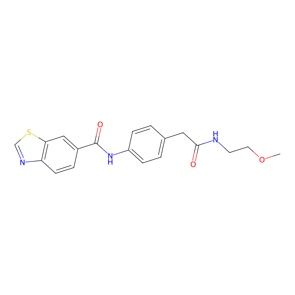 N-(4-(2-((2-methoxyethyl)amino)-2-oxoethyl)phenyl)benzo[d]thiazole-6-carboxamide molecular structure, CAS 1324126-01-3