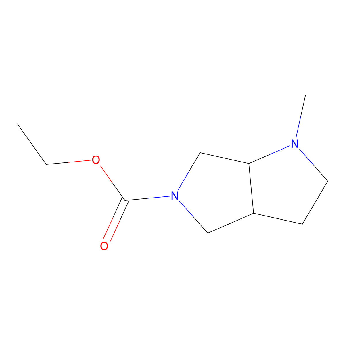 Ethyl 2-methyl-2,7-diazabicyclo[3.3.0]octane-7-carboxylate molecular structure, CAS 132414-83-6