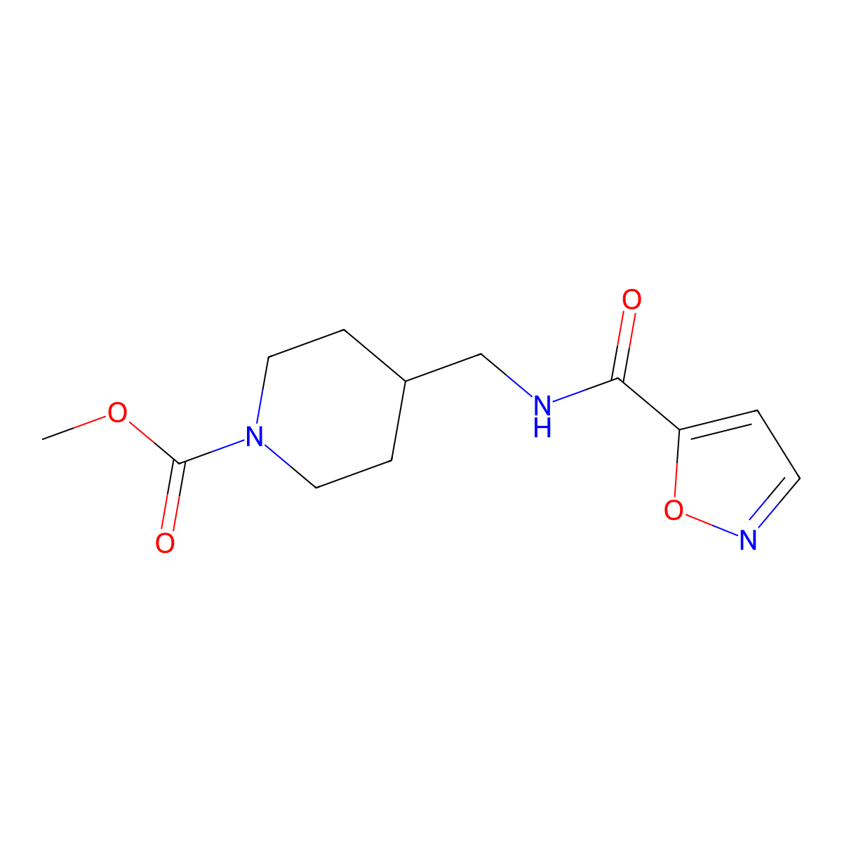 Methyl 4-((isoxazole-5-carboxamido)methyl)piperidine-1-carboxylate molecular structure, CAS 1324143-60-3