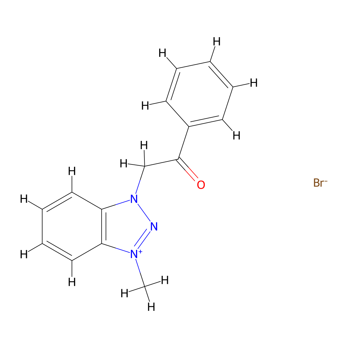 1-Methyl-3-(2-oxo-2-phenylethyl)-1H-1,2,3-benzotriazol-1-ium bromide molecular structure, CAS 132416-78-5
