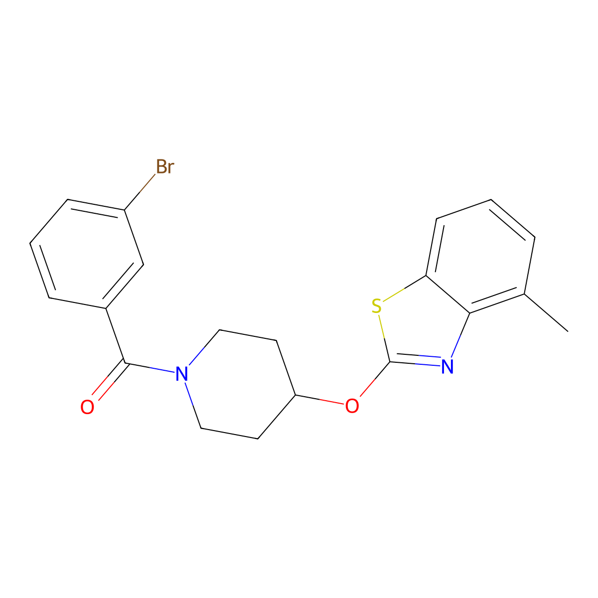 (3-Bromophenyl)(4-((4-methylbenzo[d]thiazol-2-yl)oxy)piperidin-1-yl)methanone molecular structure, CAS 1324170-80-0