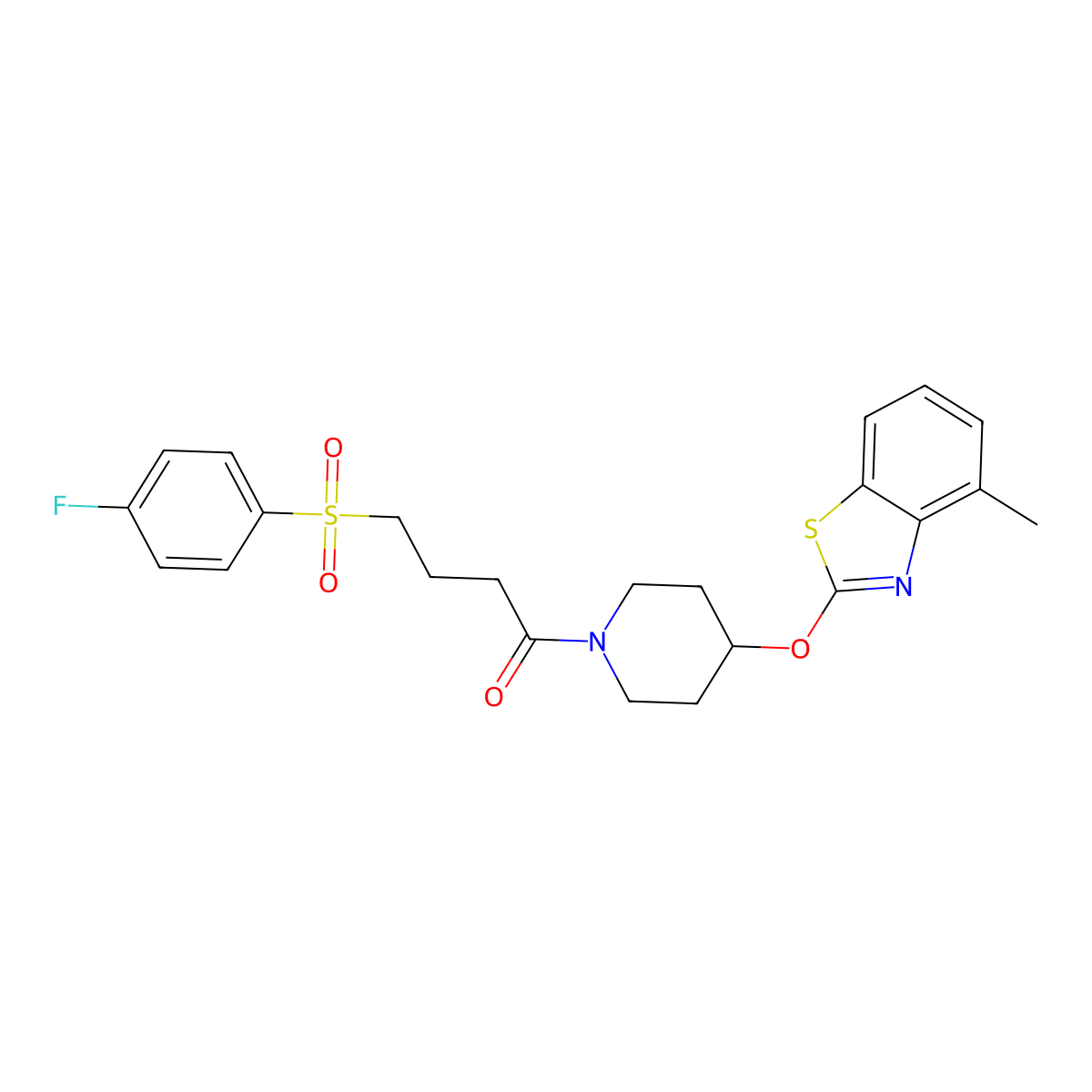 4-((4-Fluorophenyl)sulfonyl)-1-(4-((4-methylbenzo[d]thiazol-2-yl)oxy)piperidin-1-yl)butan-1-one molecular structure, CAS 1324170-91-3